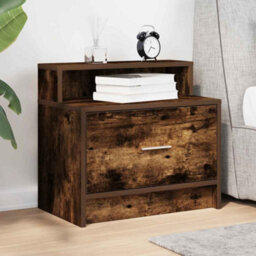Berkfield Bedside Cabinet With Drawer Smoked Oak 51X31X47 Cm - thumbnail 3