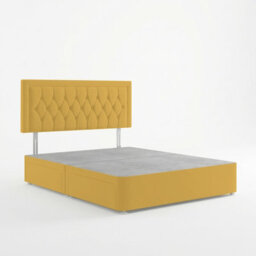 Adore Designs Diamond Cut Plush Velvet Divan Bed, Headboard - 4Ft Small Double - Turmeric - 4 Drawers - thumbnail 2