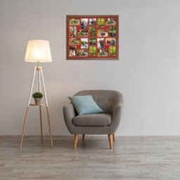 AK Frames 80X70Cm Walnut Modern Multi Photo Frame With Crimson Mount - Holds 20 Apertures (18X) 6X4, (2X) 4X4 Photos - thumbnail 3