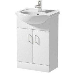Affine 550mm Floorstanding Bathroom Vanity Unit & Basin Sink Gloss White Tap + Waste - thumbnail 3
