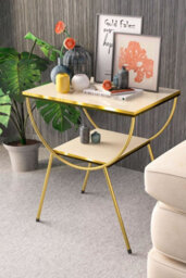Woohoo Furniture Modern Style Side Table-Nightstand-End Table With Storage Shelf For Living Room - Creme - thumbnail 1