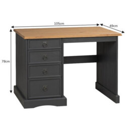 Mercers Furniture Corona Charcoal Grey Dressing Table Desk Solid Wood Mexican Pine Wooden - thumbnail 5