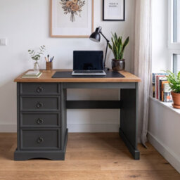 Mercers Furniture Corona Charcoal Grey Dressing Table Desk Solid Wood Mexican Pine Wooden