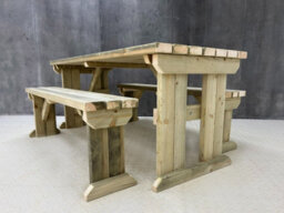 Arbor Garden Solutions Yews Picnic Bench - Wooden Garden Table And Bench Set (5Ft, Natural Finish) - thumbnail 2