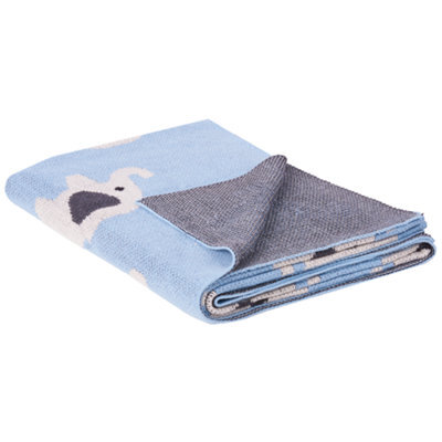 Beliani Blanket Hilkot Cotton 130 X 170 Cm Blue - image 1