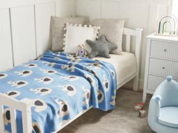 Beliani Blanket Hilkot Cotton 130 X 170 Cm Blue - thumbnail 2