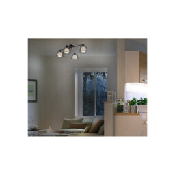Luminosa Lighting Luminosa Priso Multi Arm Semi Flush Ceiling Lamp Matt Black Glass Shade 4X E14 - thumbnail 2