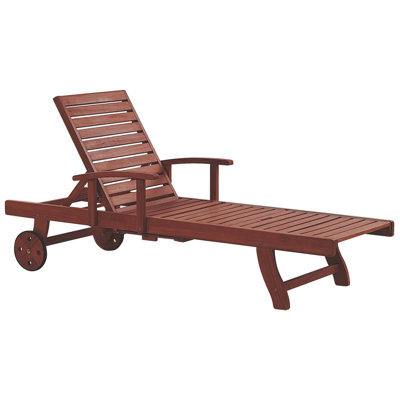 Beliani Sun Lounger Toscana Reclining Acacia Wood Dark Brown - image 1