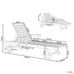 Beliani Sun Lounger Toscana Reclining Acacia Wood Dark Brown - thumbnail 3