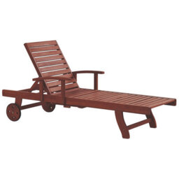 Beliani Sun Lounger Toscana Reclining Acacia Wood Dark Brown - thumbnail 1