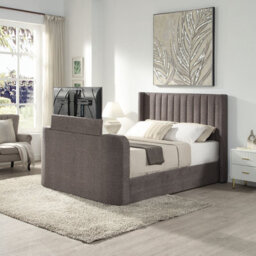 Home Source Riviera King Size Fabric Side Lift Ottoman Tv Bed