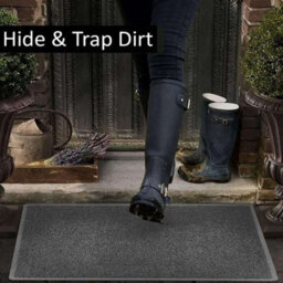Nicoman Dark Grey Double Heart Embossed Spaghetti Coil Door Mat Dirt-Trapper Washable Barrier Doormat 60Cm X 40Cm - thumbnail 5