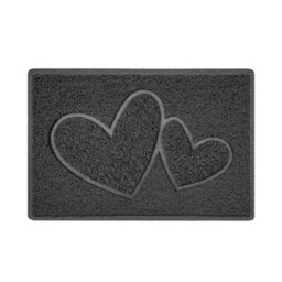 Nicoman Dark Grey Double Heart Embossed Spaghetti Coil Door Mat Dirt-Trapper Washable Barrier Doormat 60Cm X 40Cm - thumbnail 1