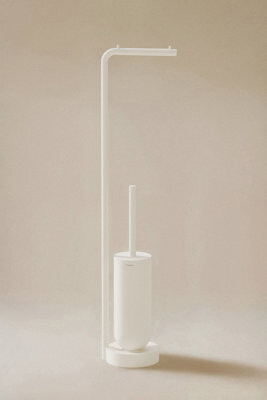 Cosmic Toilet Brush With Toilet Roll Holder, Award-Winning Design, White, Geyser Collection - image 1