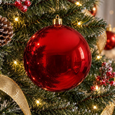 Decoris Large Red Christmas Tree Bauble 14Cm Round Xmas Tree Ornament Decoration - image 1