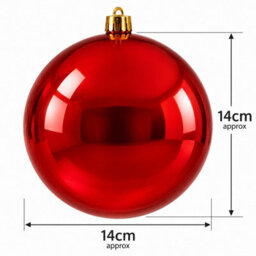 Decoris Large Red Christmas Tree Bauble 14Cm Round Xmas Tree Ornament Decoration - thumbnail 4