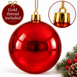 Decoris Large Red Christmas Tree Bauble 14Cm Round Xmas Tree Ornament Decoration - thumbnail 7