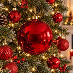 Decoris Large Red Christmas Tree Bauble 14Cm Round Xmas Tree Ornament Decoration - thumbnail 6