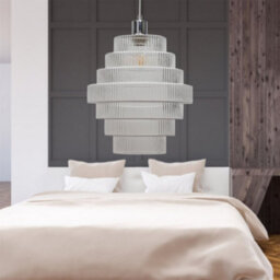 First Choice Lighting Set Of 2 Benson - 7 Tier Large Glass & Chrome Ceiling Pendant Lights - thumbnail 5