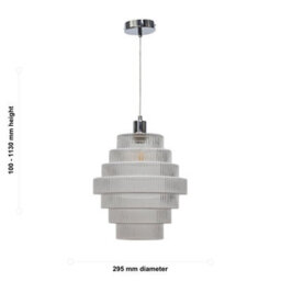 First Choice Lighting Set Of 2 Benson - 7 Tier Large Glass & Chrome Ceiling Pendant Lights - thumbnail 6