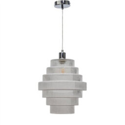 First Choice Lighting Set Of 2 Benson - 7 Tier Large Glass & Chrome Ceiling Pendant Lights - thumbnail 2