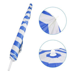 Blue & White Stripe 170Cm Tilting Garden, Patio & Beach Parasol Umbrella Uv Protection Sun Shade - thumbnail 8