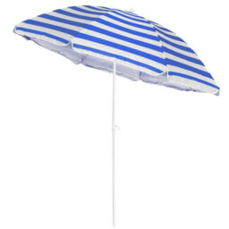 Blue & White Stripe 170Cm Tilting Garden, Patio & Beach Parasol Umbrella Uv Protection Sun Shade - thumbnail 7