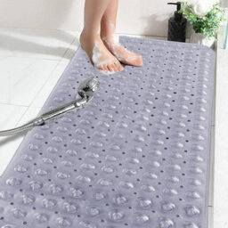 Ameha Shower Mat Non Slip 40X100Cm Bath Mat With Suction Cups Grip & Drain Holes Mats Grey Machine Washable - thumbnail 6