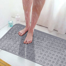 Ameha Shower Mat Non Slip 40X100Cm Bath Mat With Suction Cups Grip & Drain Holes Mats Grey Machine Washable - thumbnail 4