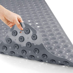 Ameha Shower Mat Non Slip 40X100Cm Bath Mat With Suction Cups Grip & Drain Holes Mats Grey Machine Washable - thumbnail 2