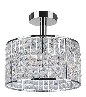 Luminosa Lighting Luminosa Pearl 4 Light Semi Flush Bathroom Ceiling Ceiling Pendant Light Chrome, Crystal Ip44, G9