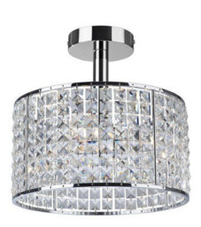 Luminosa Lighting Luminosa Pearl 4 Light Semi Flush Bathroom Ceiling Ceiling Pendant Light Chrome, Crystal Ip44, G9