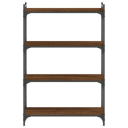 Berkfield Bookcase 4-Tier Brown Oak 80X30X120 Cm Engineered Wood - thumbnail 4