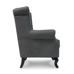 Faux Leather Suede Grey Wing Back Chair With Union Jack Flag - thumbnail 5