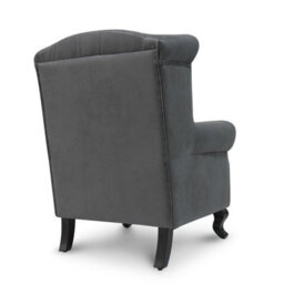 Faux Leather Suede Grey Wing Back Chair With Union Jack Flag - thumbnail 4