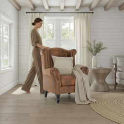 Faux Leather Suede Grey Wing Back Chair With Union Jack Flag - thumbnail 8