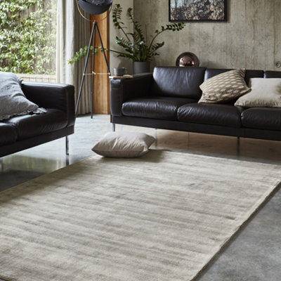 Grey Handmade , Luxurious , Modern , Plain Easy To Clean Viscose Rug For Living Room, Bedroom - 160Cm X 230Cm - image 1