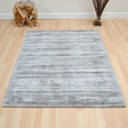 Grey Handmade , Luxurious , Modern , Plain Easy To Clean Viscose Rug For Living Room, Bedroom - 160Cm X 230Cm - thumbnail 4