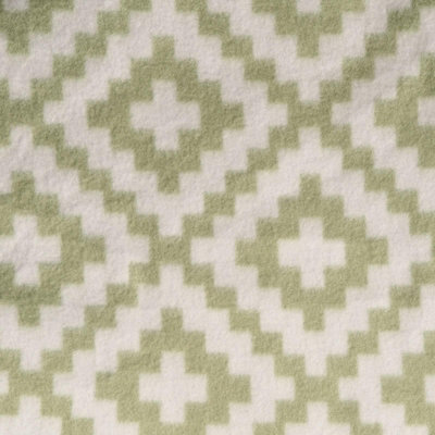 OHS Geo Tile Throw Over Bed Blanket Travel Garden Chair Fleece Bedspread, Sage - image 1
