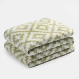 OHS Geo Tile Throw Over Bed Blanket Travel Garden Chair Fleece Bedspread, Sage - thumbnail 5