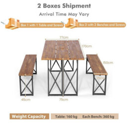 Outdoor Picnic Table And Bench Set Garden Wood Dining Table - thumbnail 2