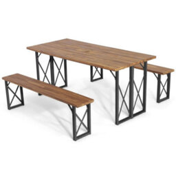 Outdoor Picnic Table And Bench Set Garden Wood Dining Table - thumbnail 6