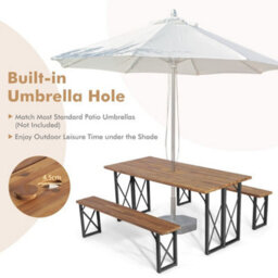 Outdoor Picnic Table And Bench Set Garden Wood Dining Table - thumbnail 3