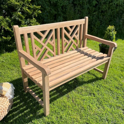 2 Seater Wooden Teak Garden Bench - image 1