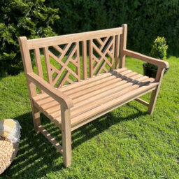 2 Seater Wooden Teak Garden Bench - thumbnail 1