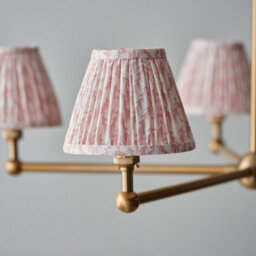 Luminosa Lighting Luminosa Santiago Brushed Aged Brass Plate Pendant Light With Peachy Keen Fabric Leaf Shade 16Cm 5X B22 - thumbnail 4