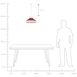 Wyld And Coco Natural Pink Rattan Pendant Lamp With Velvet Shade, Adjustable Cord, W45 X D45 X H167Cm - thumbnail 7