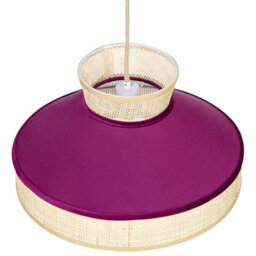 Wyld And Coco Natural Pink Rattan Pendant Lamp With Velvet Shade, Adjustable Cord, W45 X D45 X H167Cm - thumbnail 4