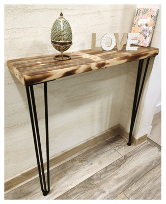 Moderix Rustic Console Table 145mm Hairpin 3R 1016mm Burnt Length Of 70Cm - image 1