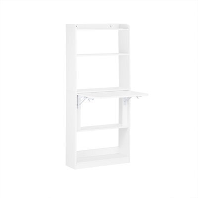 Sobuy Fwt92-H-W,  Computer Desk Home Office Desk Folding Table With 5 Shelves Study Table,white,w63Xd57Xh145 - image 1